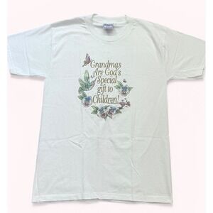 Vintage Grandma Graphic T Shirt All Sport USA Floral Bird Single Stitch Medium